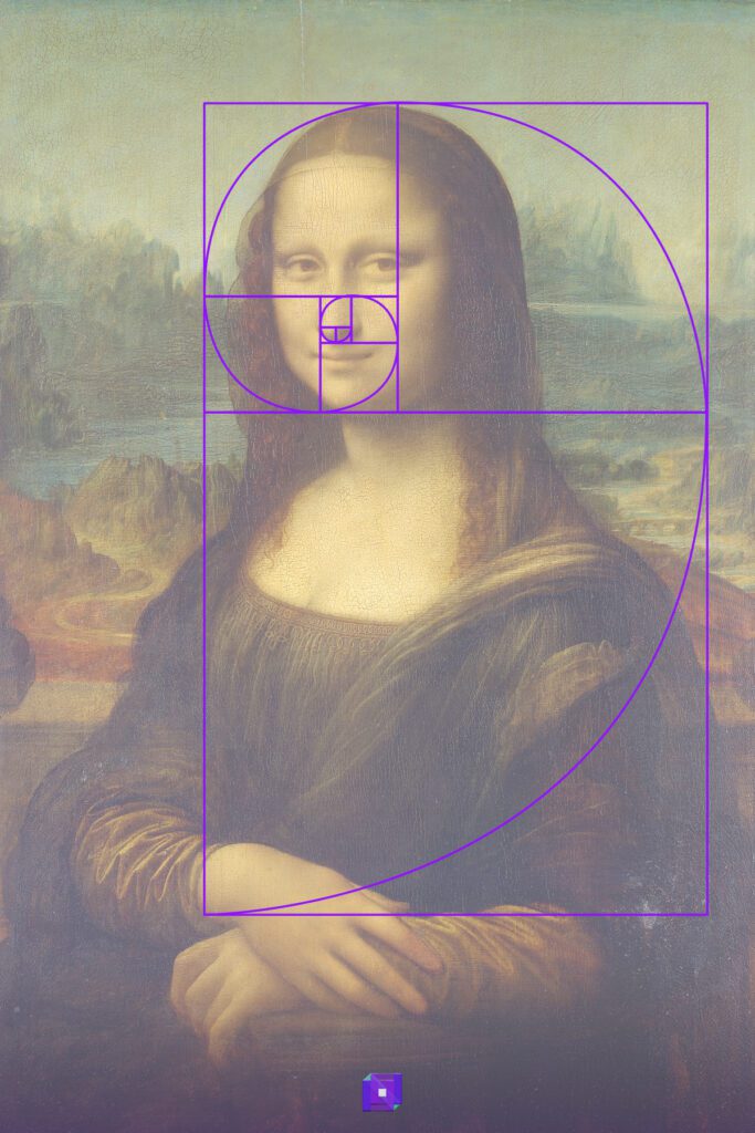 The Mona Lisa with Golden Ratio spiral overlay