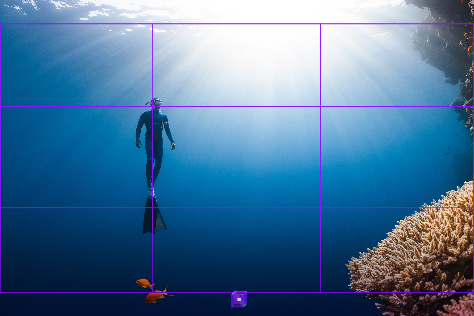 Diver along a strong line of the Golden Rectangl