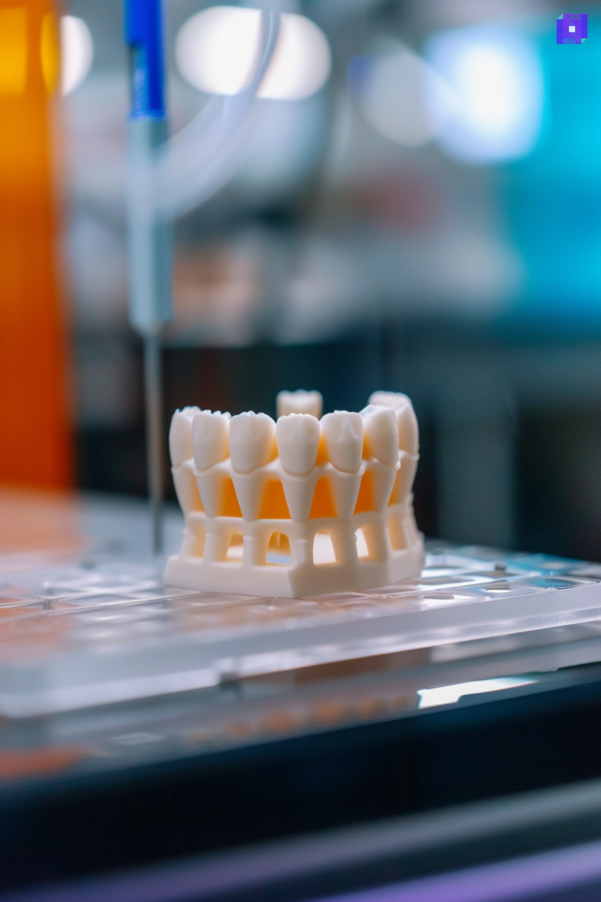 Example of a 3D printed biomedical implant of teeth