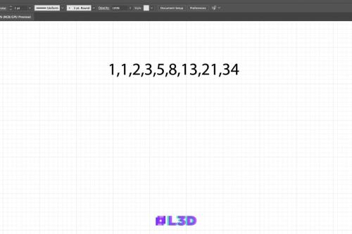 Step 2 in creating the golden ratio spiral